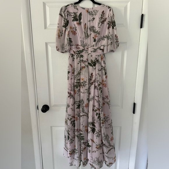 🌟NEW🌟Gal Meets Glam Phoebe floral puff sleeve chiffon Maxi Dress in blush - Picture 7 of 15
